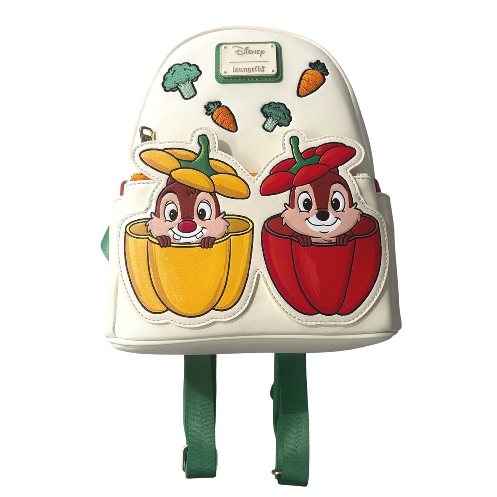 Disney Loungefly Chip n Dale Veggie Garden Mini Backpack Cream Green New Tag